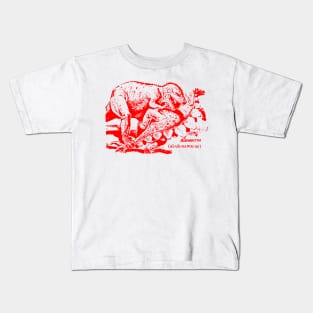 Allosaurus Eating in Red Kids T-Shirt